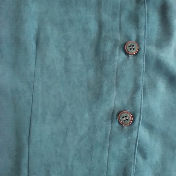 New Frontier Teal Suede Womens Shirt Jacket Size XL Western Boho Aztec Office - Picture 7 of 7
